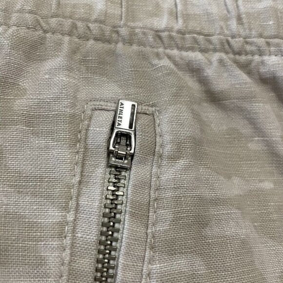 Athleta Cabo Tide Linen Jogger Pants Sz 6 Camo Crop Ankle Pull On Pockets - Picture 6 of 15